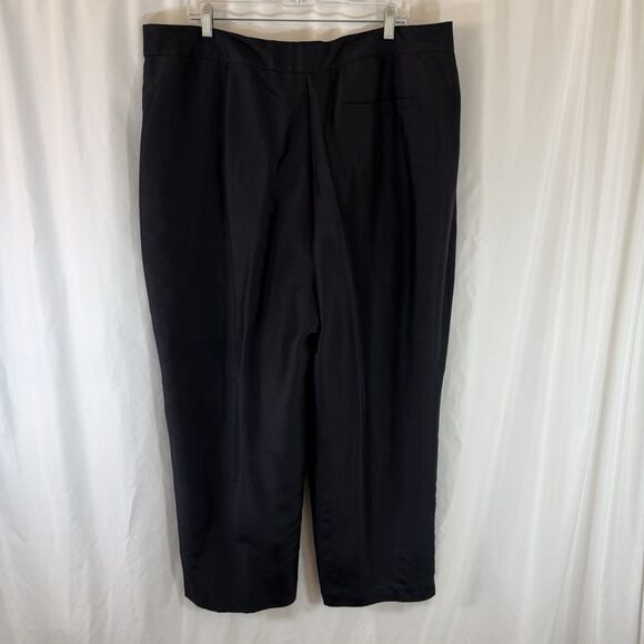 ICE 100% Silk Pants Women's 20 Black Cropped Pocketless Lightweight - Picture 8 of 11